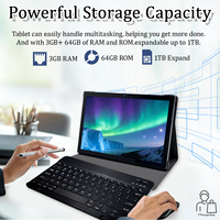 Tablette YPORANGE 10,1 pouces WiFi 5G 2-en-1 Octa Core MTK Android 12 1280x800 IPS 3 Go de RAM 64 Go de ROM GSM Clavier professionnel 1,5 GHz 4000 mAh