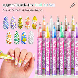 Stylo de peinture à ongles imperméable 12 couleurs, stylo de décoration d'art d'ongles 0,5 mm - Product Image 5