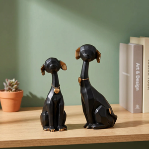 Premium Durable Black and <b>Gold</b> Metal Resin Dog <b>Statue</b> High Grade Handmade Modern Design Home Office Decorative Showpiece - Product Image 4