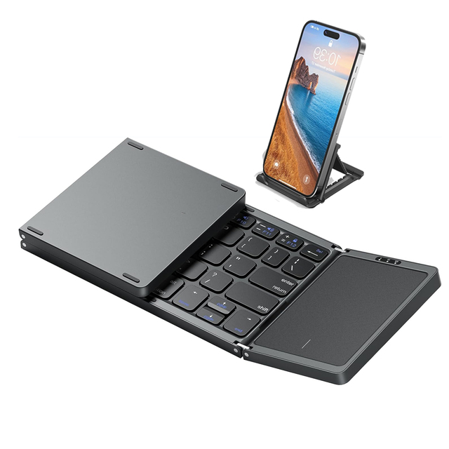 Bluetooth ultra Fold Mini Ergonomic Wireless Keyboard Tri- Folding Portable and Foldable Keyboard for Phone Hot Selling