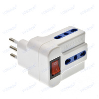 Adaptateur de voyage Italie avec interrupteur, prise multiple 3 en 1, adaptateur secteur, convertisseur de courant, prise secteur