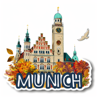 Aimant de réfrigérateur en résine de Munich 3d personnalisé de qualité supérieure OEM et aimant de réfrigérateur Souvenir touristique