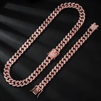 Nouveau collier classique pour homme, chaîne à maillons de 13 mm, alliage de zinc, entièrement serti de strass, style hip-hop, plaqué or, pour soirée