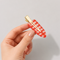 Nouveaux clips à cheveux personnalisés Newyeah, en acétate à carreaux écossais, accessoires pour cheveux dorés pour femmes, vente en gros