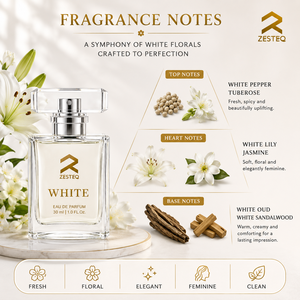 Parfum pour femme Zesteq White Elegant 30 ml Eau de Parfum aux notes florales blanches rafraîchissantes de jasmin, lys et tubéreuse, longue tenue - Product Image 3