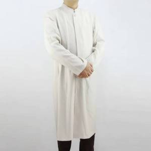 Túnica de longitud media con cuello alto de lino y algodón para hombre, ropa diaria musulmana - Product Image 1
