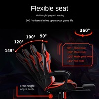 Fauteuil de Jeu PC Ergonomique en Cuir Bleu Marine Confortable avec Haut-parleur et Fonction Massage