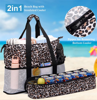 Tas Pantai Wanita Warna Solid Anti Air Anti Pasir dengan Penutup Atas Terbuka dan Pendingin, Tas Besar untuk Kolam Renang, Perjalanan, dan Kegunaan Sehari-hari