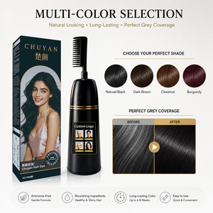ChuYan Champú Tinte Permanente para el Cabello de Marca Privada con Aplicador de Peine, Sin Amoniaco, Color Herbal Natural, Venta al por Mayor - Product Image 5