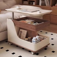 Table basse en bois massif multifonctionnelle réglable et mobile, plateau en ardoise, design moderne, petite table d'appoint pour salon