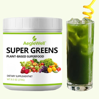 Aegelwell Greens Super Powder avec spiruline, chlorelle, poudre de betterave, mélange de superaliments végétaux favorisant la santé intestinale