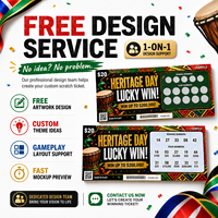 Cartes de visite personnalisées en carton avec impression offset CMJN, estampage à chaud, thème Afrique, et tickets de loterie instantanée à gratter