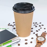 Vaso ondulado de papel reciclado bio desechable para capuchino, té de la leche, chocolate caliente, bebidas frías, beber café
