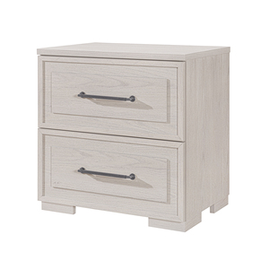 Ciara Beige Nightstand With Two <b>Drawers</b> And Metal Handles <b>For</b> Bedroom <b>Storage</b> - Product Image 3