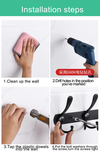 5pcs Wall Mounted Stainless Steel <strong>Coat</strong> <strong>Hanger</strong> <strong>Rail</strong> with Double Metal Hook Robe Hook Rack for Clothing Use - Product Image 6
