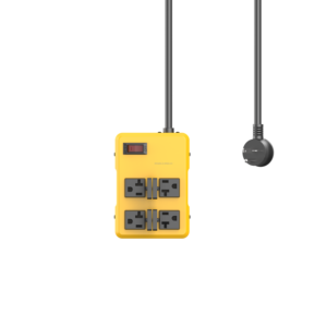 <span class=keywords><strong>Regleta</strong></span> de Enchufes de Alta Resistencia con 4 Tomas, Protector de Sobretensión de Metal, Cable de Alimentación de 20A, 980J, para Jardín, Cocina, Oficina, Escuela, Certificación ETL, Amarillo - Product Image 2