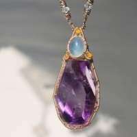 Collier pendentif en améthyste naturelle uruguayenne au design enroulé pour femme, tendance mode DIY