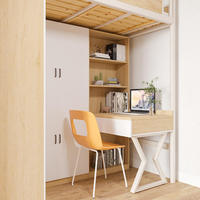 Lit superposé double en métal et acier pour chambre d'étudiant, dortoir, avec table d'étude et bureau, lit d'appartement