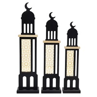 Décoration musulmane en bois et acrylique noir et or, directement de l'usine, pour le Ramadan et l'Aïd, tour lunaire et mosquée en bois pour le Ramadan
