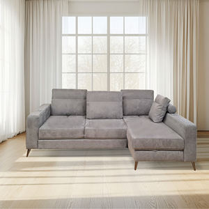 Divano Angolare GINKO con Schienale Scorrevole in Tessuto Grigio - Product Image 1