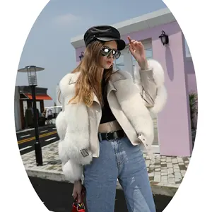 Hot Selling Custom Size Real Fox Fur Coat Women Winter Genuine Sheep Leather Real Fur Jacket