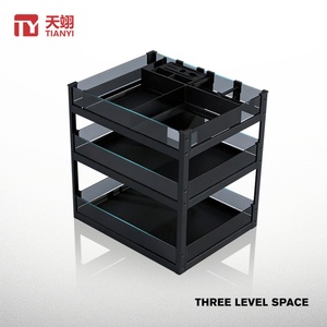 Modern Kitchen Cabinet Pull Out Organizer Multi-function Tempered Glass <b>Sliding</b> Spice Rack <b>Drawer</b> Condiment Storage Basket - Product Image 2