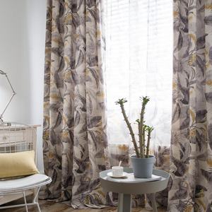 Rideau de fenêtre et voile en coton et bambou à motif de feuilles vertes pour le salon - Product Image 4