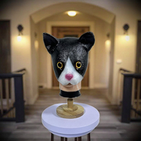 Masque en latex pour chat, demi-visage, drôle, animal réaliste, masque de tête pour déguisement d'Halloween, accessoires pour fête costumée de carnaval
