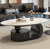 Ensemble de table basse créatif en 2 pièces, écologique, durable, pour salon, forme ovale, petite unité, style italien, minimaliste, rangement