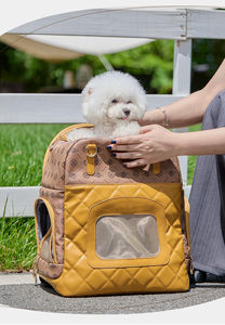 Sıcak satış lüks Premium deri Pet köpek taşıyıcılar küçük köpek taşınabilir evcil hayvan taşıyıcı sırt çantası - Product Image 5
