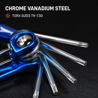 7PCS Set Kunci Torx Lipat Mini Portabel Bahan Baja Chrome Vanadium Gagang Aluminium Alloy Metrik T9-T30 Merek XINYAN Garansi 3 Tahun