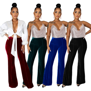 Pantalon droit en velours respirant et élastique pour femme, taille haute, style décontracté, collection automne 2023 - Product Image 3