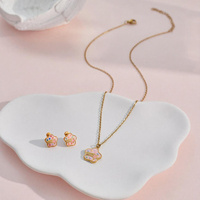 Ensemble de bijoux pour bébé fille, accessoires en acier inoxydable, fleur, nœud papillon, cœur, collier, boucles d'oreilles, pour cadeau