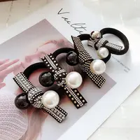 Hersteller Großhandel Light Luxury Schwarz-Weiß-Perlen Elastic Line Hair Ring