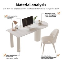 Kursi Meja Kantor Komputer Gaya Prancis Modern Sederhana untuk Apartemen Kecil Terpadu, Warna Krem, Mewah Ringan