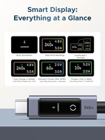 Kabel UGREEN 240W PD3.1 USB-C ke USB-C 1m dengan Layar Sentuh Digital, Pengisian Cepat, Sinkronisasi Data 480Mbps