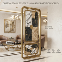 Paravent autoportant en acier inoxydable brossé, motif découpé au laser, style méditerranéen, pour mariage, maison, salon