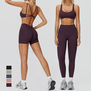 Set Fitness per palestra con Logo personalizzato e Leggings da donna set per Yoga Leggings 3 pz set reggiseno sportivo - Product Image 2