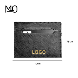Custom Saffiano <span class=keywords><strong>nero</strong></span> in vera pelle con Logo in oro goffrato e Design moderno minimalista per gli uomini - Product Image 4