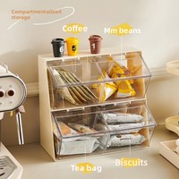 Boîte de rangement pour sachets de thé en plastique anti-poussière avec couvercle, compartiments empilables, style japonais, extra-large, organisation de bureau, tiroir pour étudiants