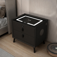 Table de chevet moderne blanche à 2 tiroirs avec station de charge et haut-parleur, meubles de chambre à coucher pour la maison et l'hôtel