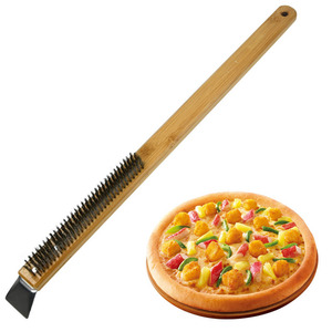 Brosse pour four à pizza avec manche en bois et poils en acier inoxydable, brosse de nettoyage pour four à pizza lavable au lave-vaisselle, accessoires pour four à pizza - Product Image 1