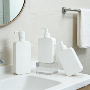 250ml 350ml 500ml PE <b>Plastic</b> Rectangle Pump Lotion <b>Bottle</b> Dispenser <b>Empty</b> White Shampoo <b>Bottles</b> Container/Body Wash Packaging - Product Image 4