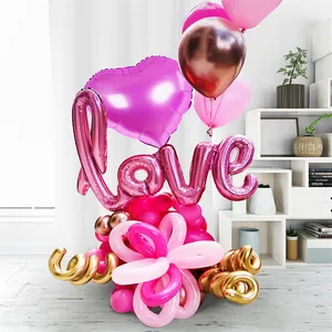 TaoLeXiong party decorations happy birthday banner balloons bunch o for valentine's day i love you foil balloon clear bobo