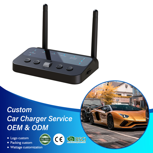 Dual Antenna Multifunctional Audio Adapter Transmitter Receiver Wired Wireless for 5.4 A2DP/AVRCP 10-15m Long Distance