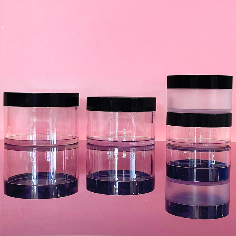Stock 50g 100g 150g 200g 250g Body Scrub Jar Round Thick Bottom Clear Plastic Cosmetic Packaging Cream Jar With White Lid