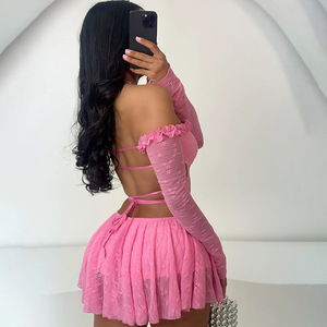 Combinaison sexy pour femme à épaules tombantes, à découpes, avec lien, taille haute et coupe ajustée, tendance - Product Image 5