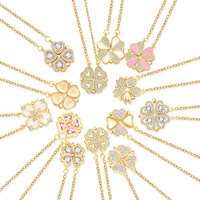 Collar de Trébol de Cuatro Hojas para Mujer, 2 en 1, Convertible en Corazón, Plegable, Creativo, Cadena para Clavícula, Venta al Por Mayor