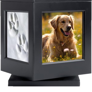Pet <b>Urn</b> Square Wooden With Photo Frame Paw Print Memorial Box For <b>Cat</b> Dog Pet Supplies Secure Storage - Product Image 5