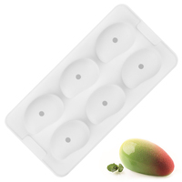 Usine Offre Spéciale 6 Cavités Mango Design Mousse Silicone Gâteau Décoration Moule Avec Base et Couvercles